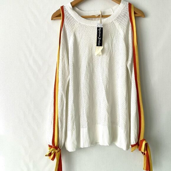 mystree white open shoulders long sleeve top size M 341 - Picture 1 of 6